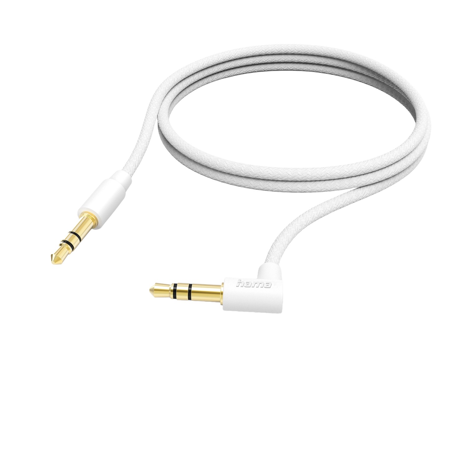 Hama Aux-Kabel 90° Winkelstecker 3,5 mm Klinke 1 m Weiß