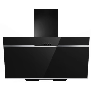 PKM Dunstabzugshaube S23-60 BPX, schwarze Kopffreihaube mit Stahlblech und Glas.