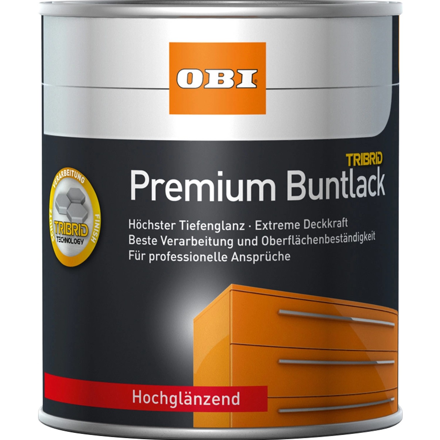 OBI Premium Buntlack Tribrid Tiefschwarz hochglänzend 125 ml