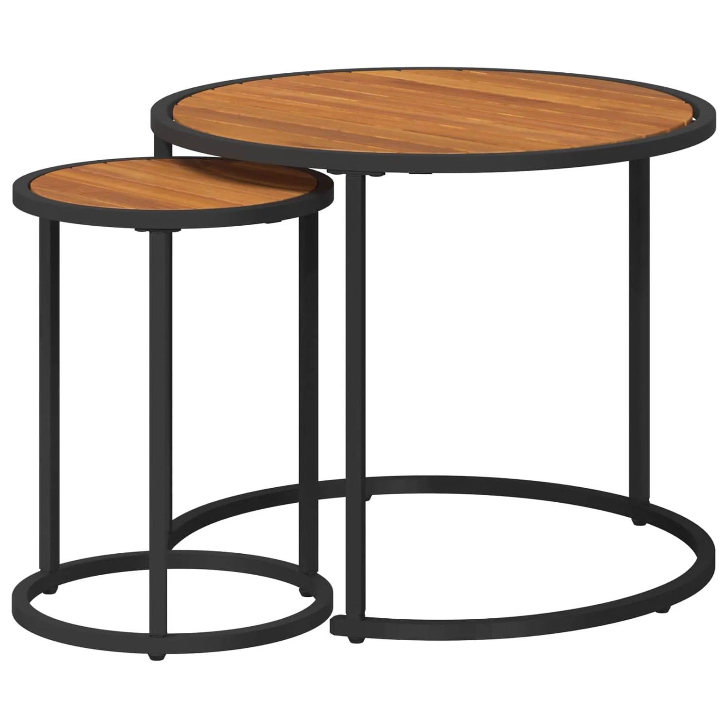vidaXL Couchtisch-Set 2-Tlg Natur und Schwarz Massives Akazienholz 42026684