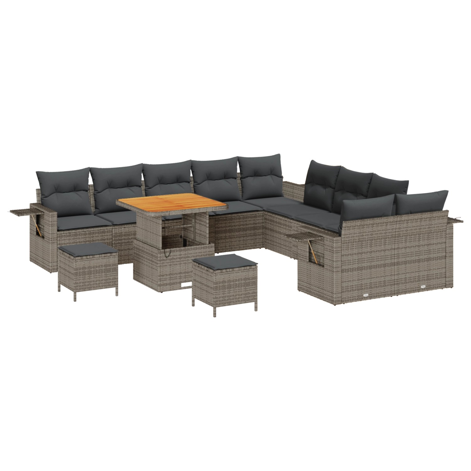 vidaXL Garten-Sofa-Set 13-Tlg Grau Poly Rattan 3361803 günstig online kaufen