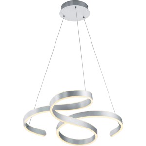 Moderne Trio LED Pendelleuchte Francis, Aluminium gebürstet, geschwungenes Design.