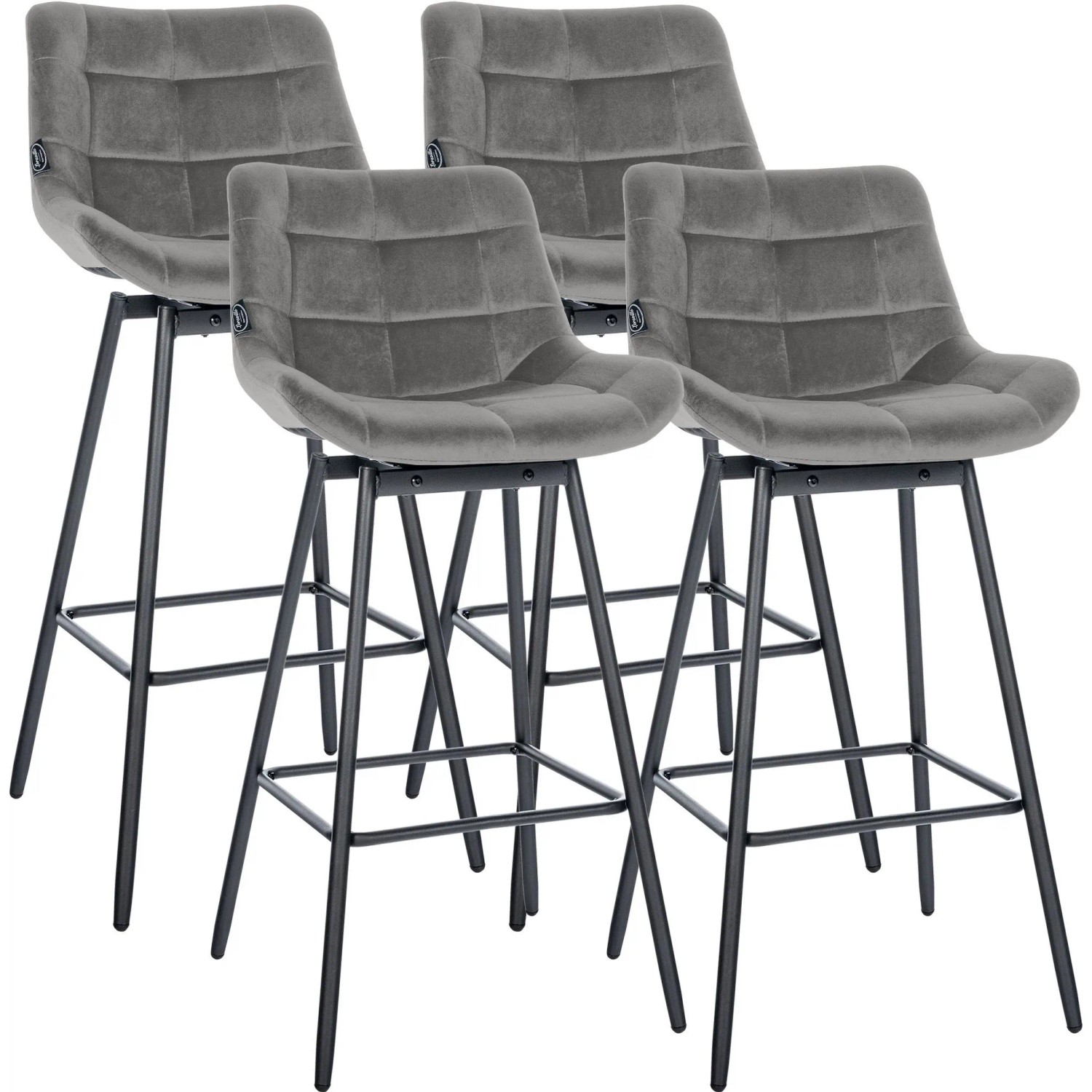 CLP 4er Set Barhocker Weston Schwenkbar Grau/Samt