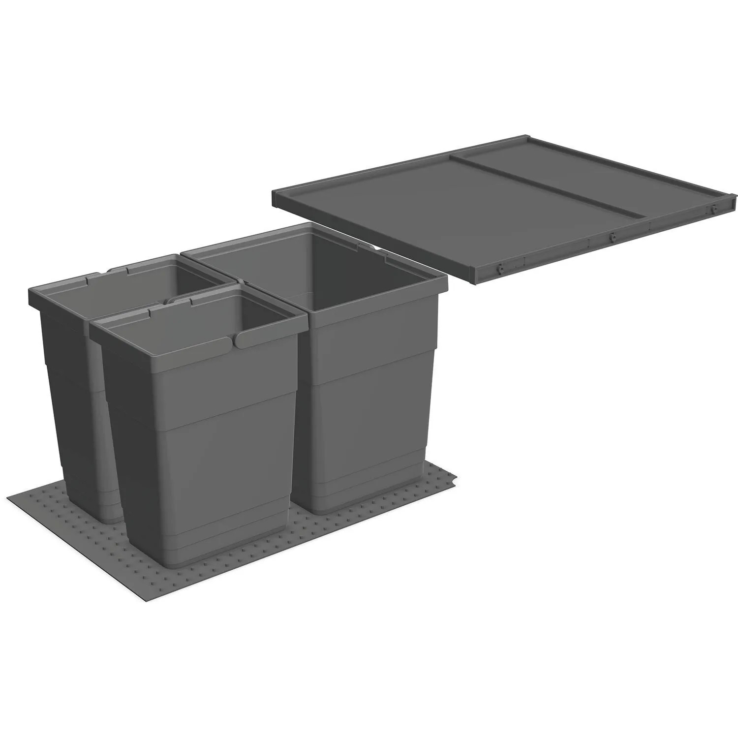 Ninka Abfallsammler Eins2vier Servo-Drive Uno für Legrabox Korpusbreite 450mm 2x6, 1x13,5, Kunststoff Dunkelgrau