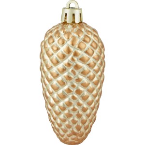 Baumschmuck-Set: Tannenzapfen in Champagner, 4 Stück, für festliche Deko am Weihnachtsbaum.