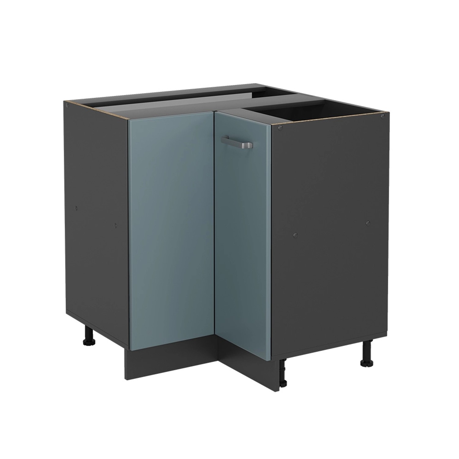 Vicco Eckunterschrank R-Line Blau-Grau/Anthrazit 76 cm ohne Arbeitsplatte