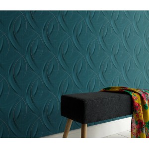 Erismann Vliestapete Guido Maria Kretschmer Millenium Petrol mit geschwungenem Muster.