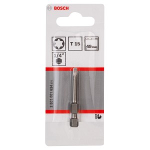 Bosch Extra Hard Schrauberbit T15, 49 mm, für Schraubendreher und Bohrschrauber.