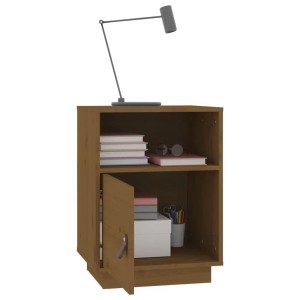 Nachttische 2er Set, honigbraun, Kiefer massiv, mit Tür und Fächern. Ideal als Schlafzimmer Ablage.