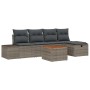 Graues 6-teiliges vidaXL Garten-Sofa-Set aus Polyrattan mit Kissen und Stauraum.