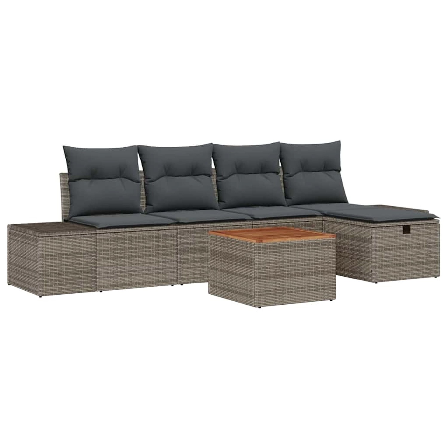 vidaXL Garten-Sofa-Set mit Kissen mit Speicher 6-Tlg Grau Poly Rattan 33595 günstig online kaufen