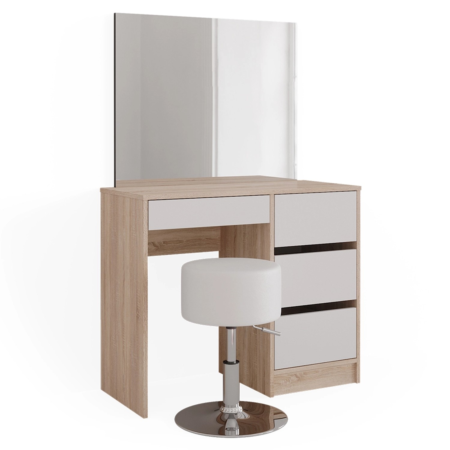 Vicco Schminktisch-Set Sherry Sonoma/Weiß 90 cm mit Hocker