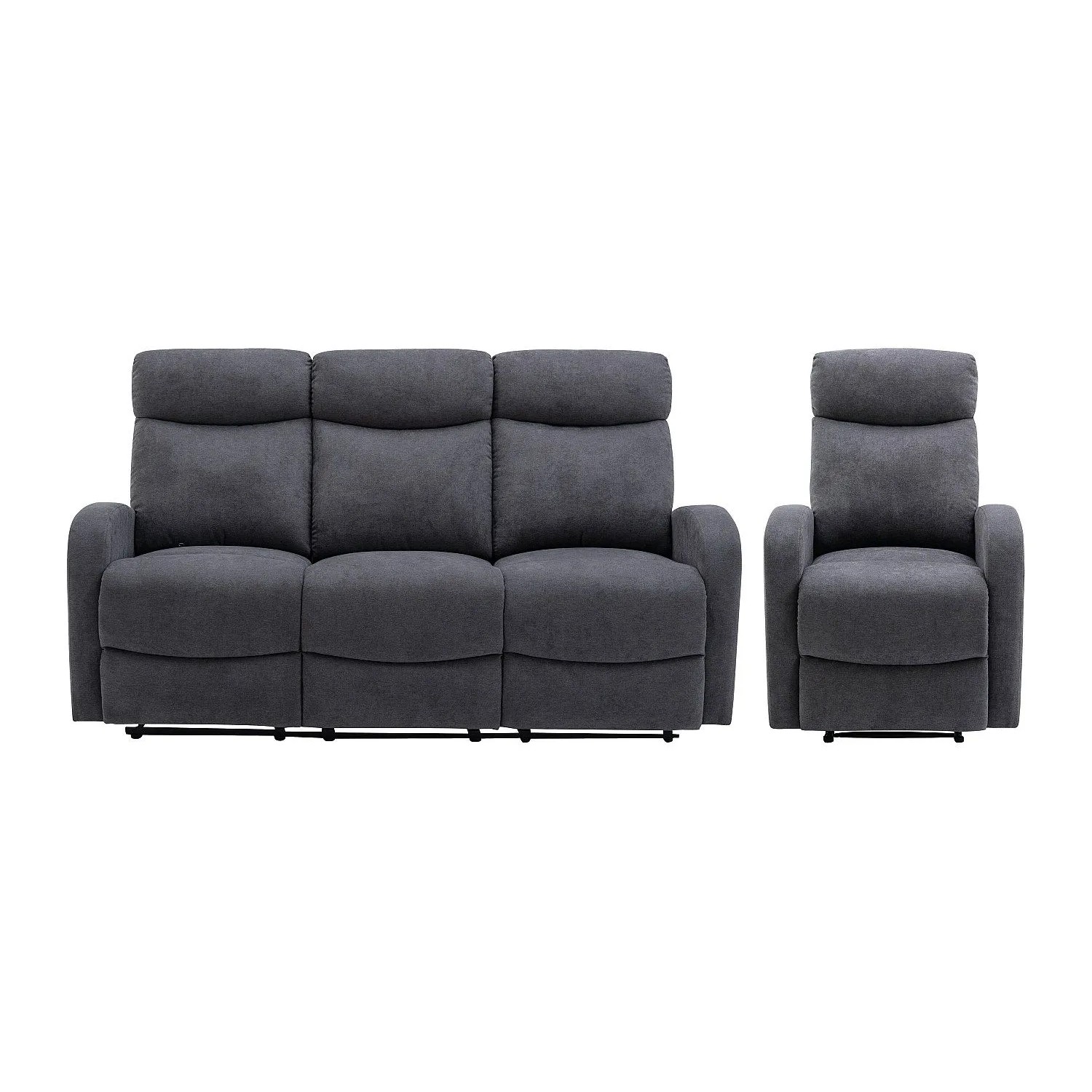Vente-unique Couchgarnitur Mit Sessel Evelyn Grau 75 cm  180 cm