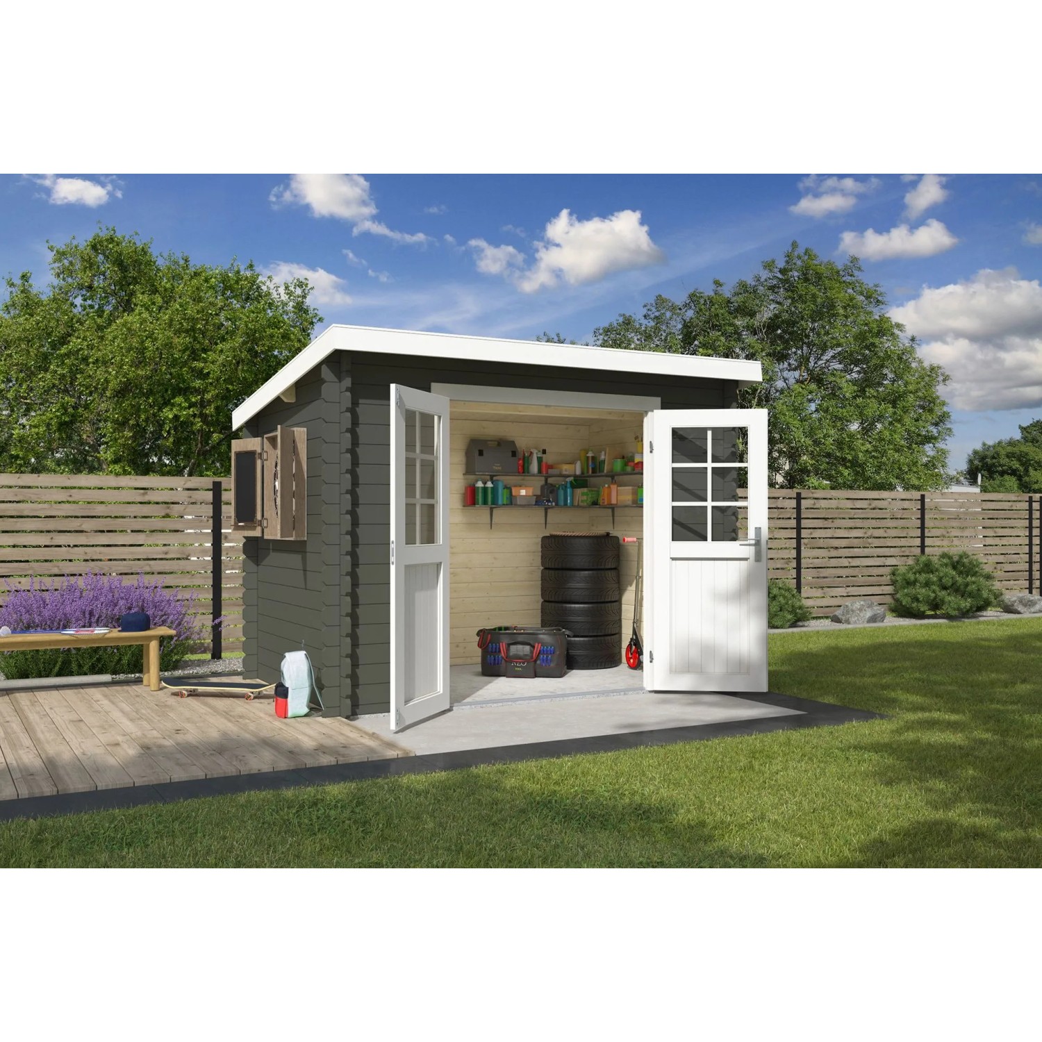 Lasita Gartenhaus San Jose 175 Grau-Grün 275 cm x 175 cm