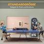 SPORTNOW Tischtennisplatte, klappbar, blau, mit Netz und Rollen. Zwei Personen spielen Tischtennis.