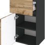 Held Möbel Bad-Hängeschrank Bari, 40 cm, Wotaneiche/Graphitgrau, mit offenen und geschlossenen Fächern.
