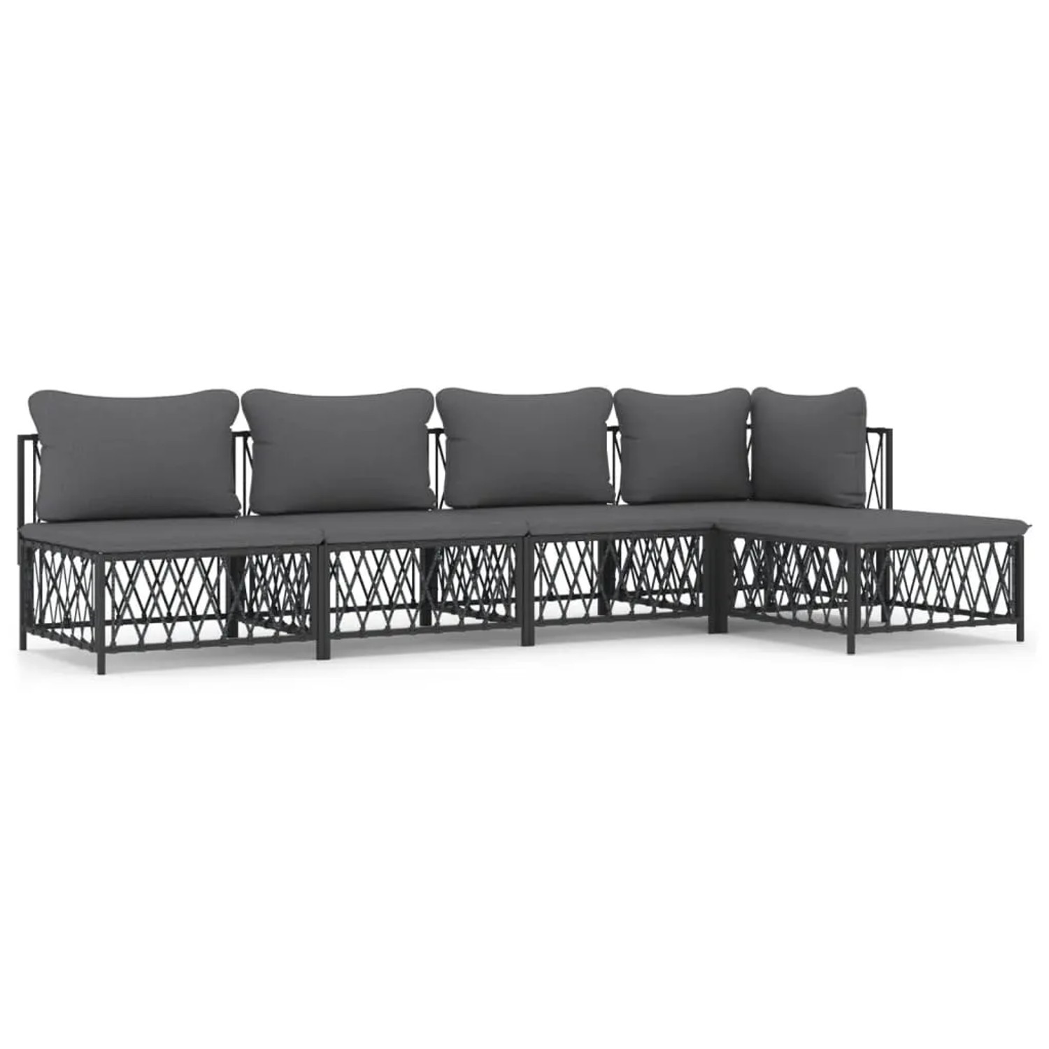 vidaXL 5-Tlg Garten-Lounge-Set mit Kissen Anthrazit Stahl 3186857
