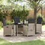 Hellgraue 5-tlg. vidaXL Garten Essgruppe aus Poly Rattan mit Tisch und Stühlen.