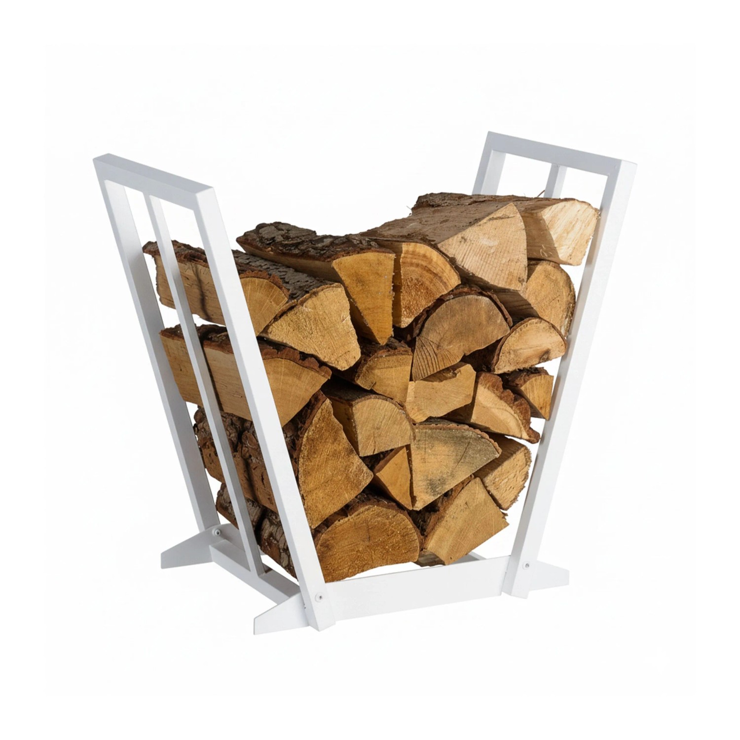 Relaxdays Kaminholzregal im V-Design Eisen Weiß Platzsparend 55,5 cm x 62 cm x 35 cm 3,4 kg