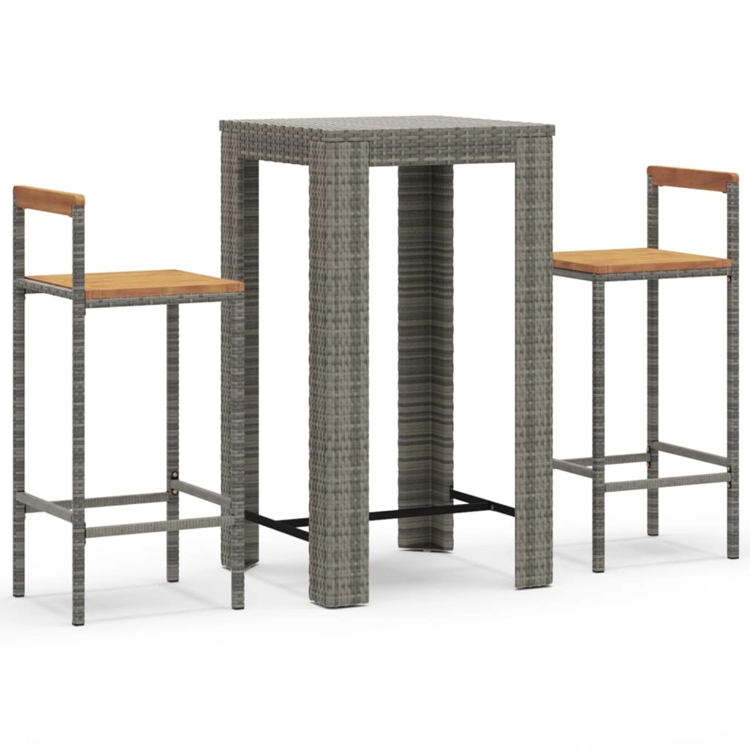 Vidaxl 3-tlg. Gartenbar-set Grau Poly Rattan & Massivholz Akazie günstig online kaufen