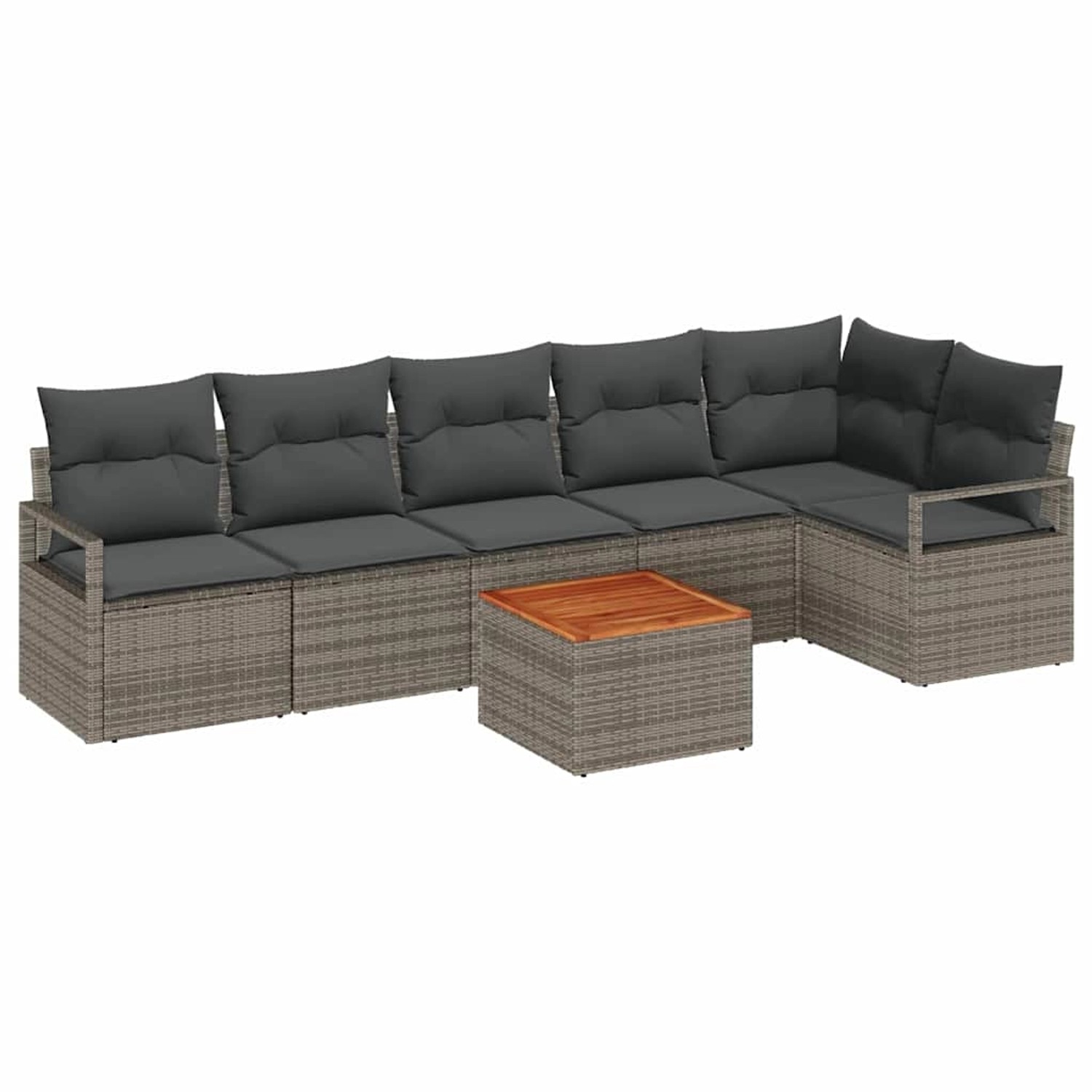 vidaXL Garten-Sofa-Set mit Kissen 7-Tlg Grau Poly Rattan 3347713 günstig online kaufen