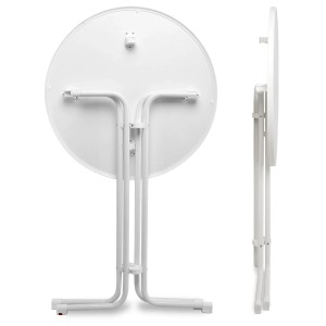 Weißer Beautissu Stehtisch Sylt, Ø 80 cm, klappbar für Indoor & Outdoor.