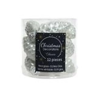 Kaemingk Christbaumschmuck Zapfen Glas  2,5 cm Laenge 6 cm 12 Stueck Winterweiss