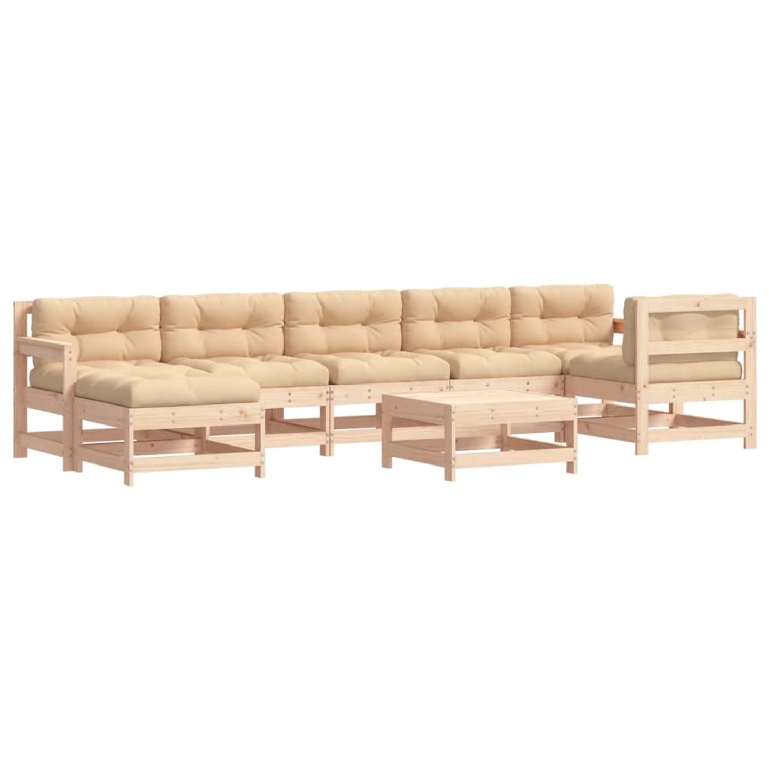 vidaXL 8-Tlg Garten-Lounge-Set mit Kissen Massivholz 3185885
