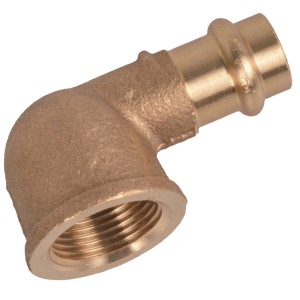 Kirchhoff RG-Winkel 90° mit Muffe, 12 mm x 18,7 mm (1/2 IG), blank, für Pressfittings.