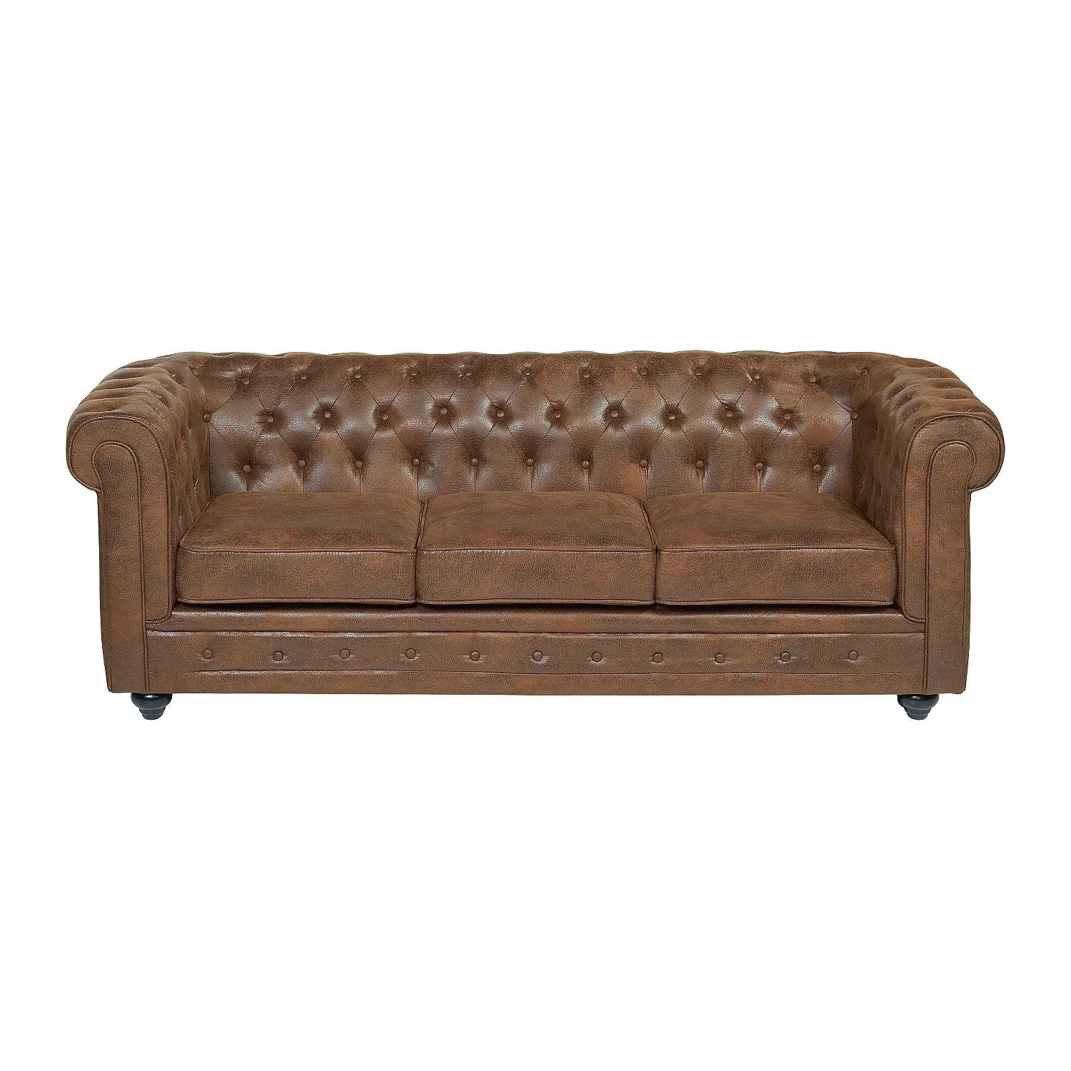 Vente-unique Sofa Ohne Schlafmöglichkeit Chesterfield Braun 206 cm