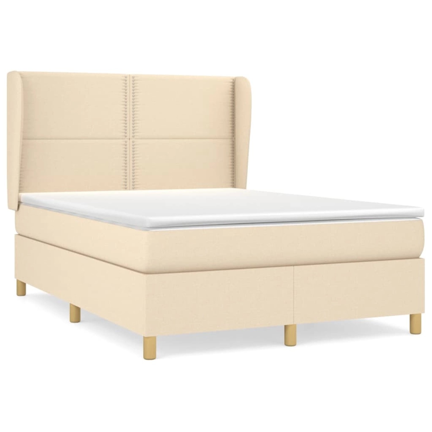 vidaXL Boxspringbett mit Matratze Creme 140x190 cm Stoff 3128442 günstig online kaufen