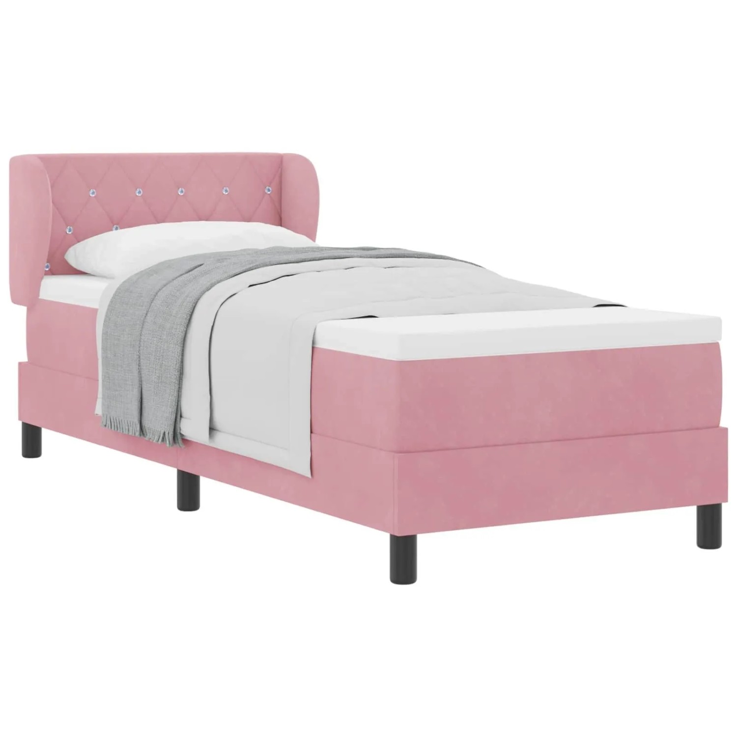 vidaXL Boxspringbett mit Matratze mit Kopfteil Rosa 80 x 200 cm Samt 3340309