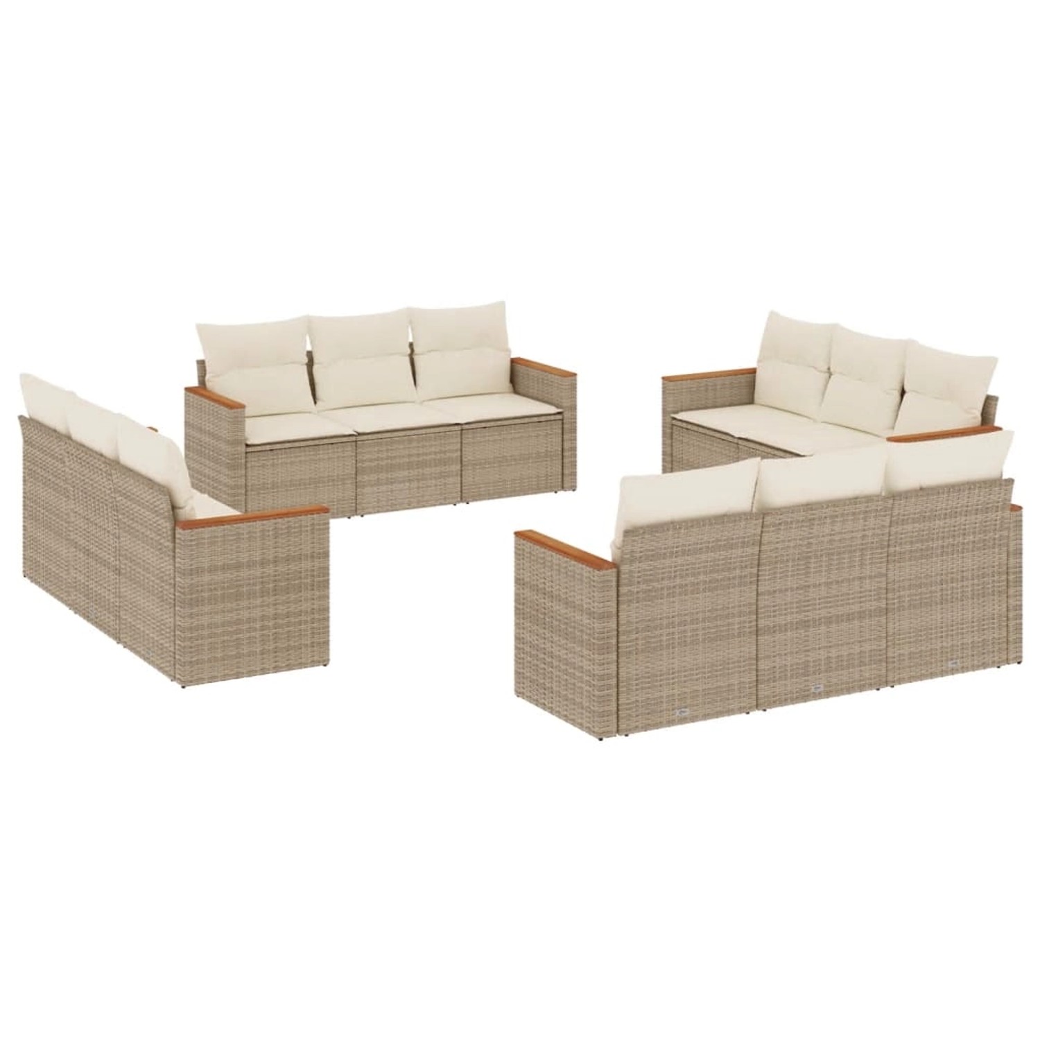 vidaXL 12-Tlg Garten-Sofagarnitur mit Kissen Beige Poly Rattan 3258236 günstig online kaufen
