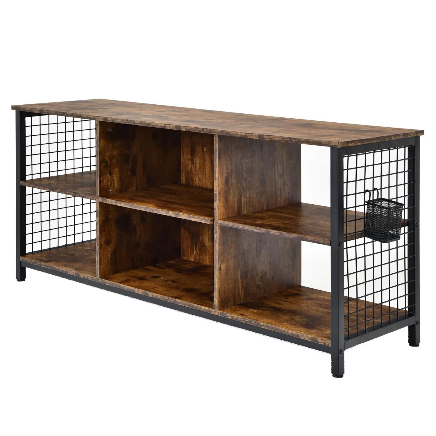 Costway TV-Schrank Lowboard mit Offenen Fächern & Aufbewahrungskorb günstig online kaufen