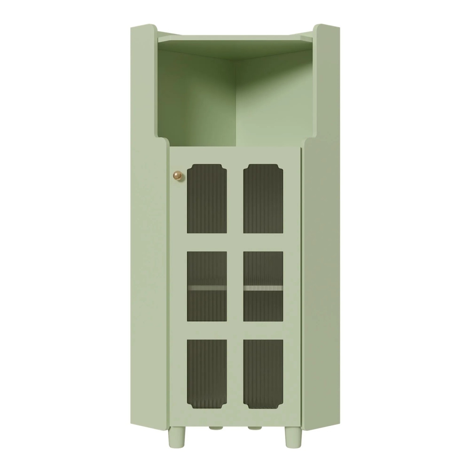 okwish Eckschrank mit LED Beleuchtung App Steuerung Lackoberfläche Kommode 63x124cm Grün
