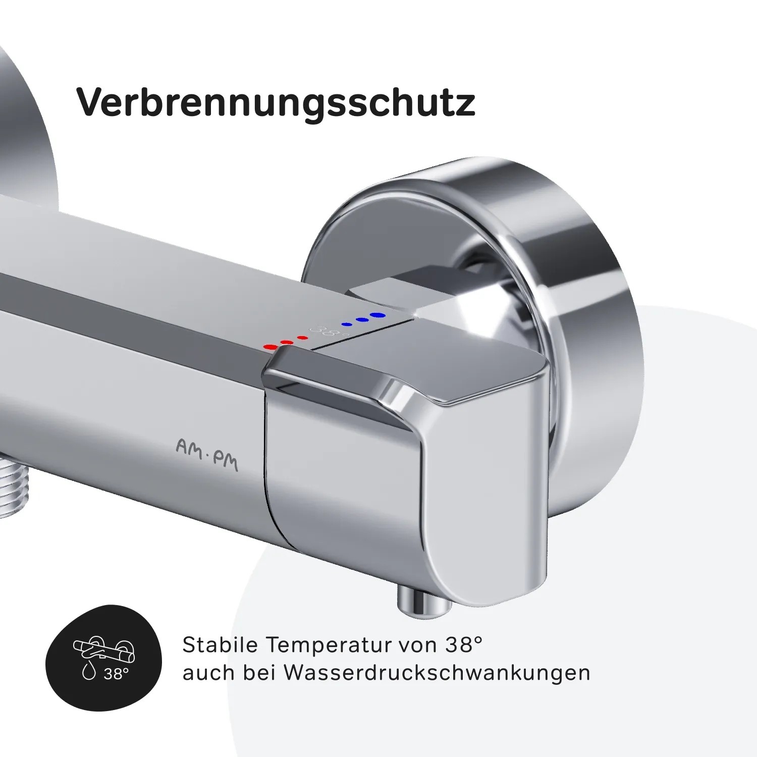 AM.PM Duscharmatur Flash FNA40022 in Schwarz, Thermostat für sicheres Duschen.