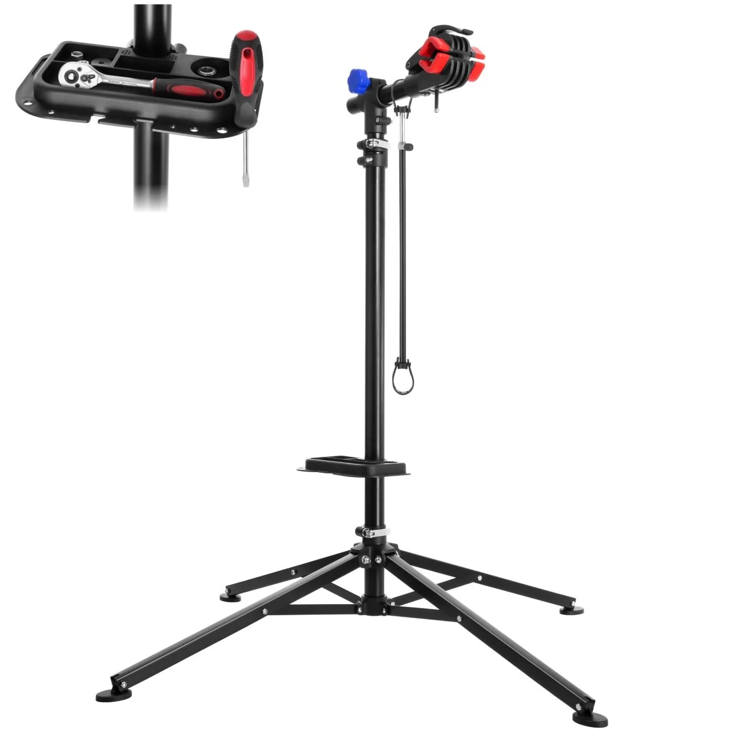 Tectake Fahrradmontageständer  Klappbar  Für Alle Gängigen Modelle Stufenlos Höhenverstellbar und 360° Drehbar  Mit Stabilisationsstange Für Lenker  8