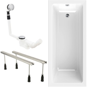 Calmwaters Rechteckwanne 170x75 cm Set mit Füßen und Ablaufgarnitur.