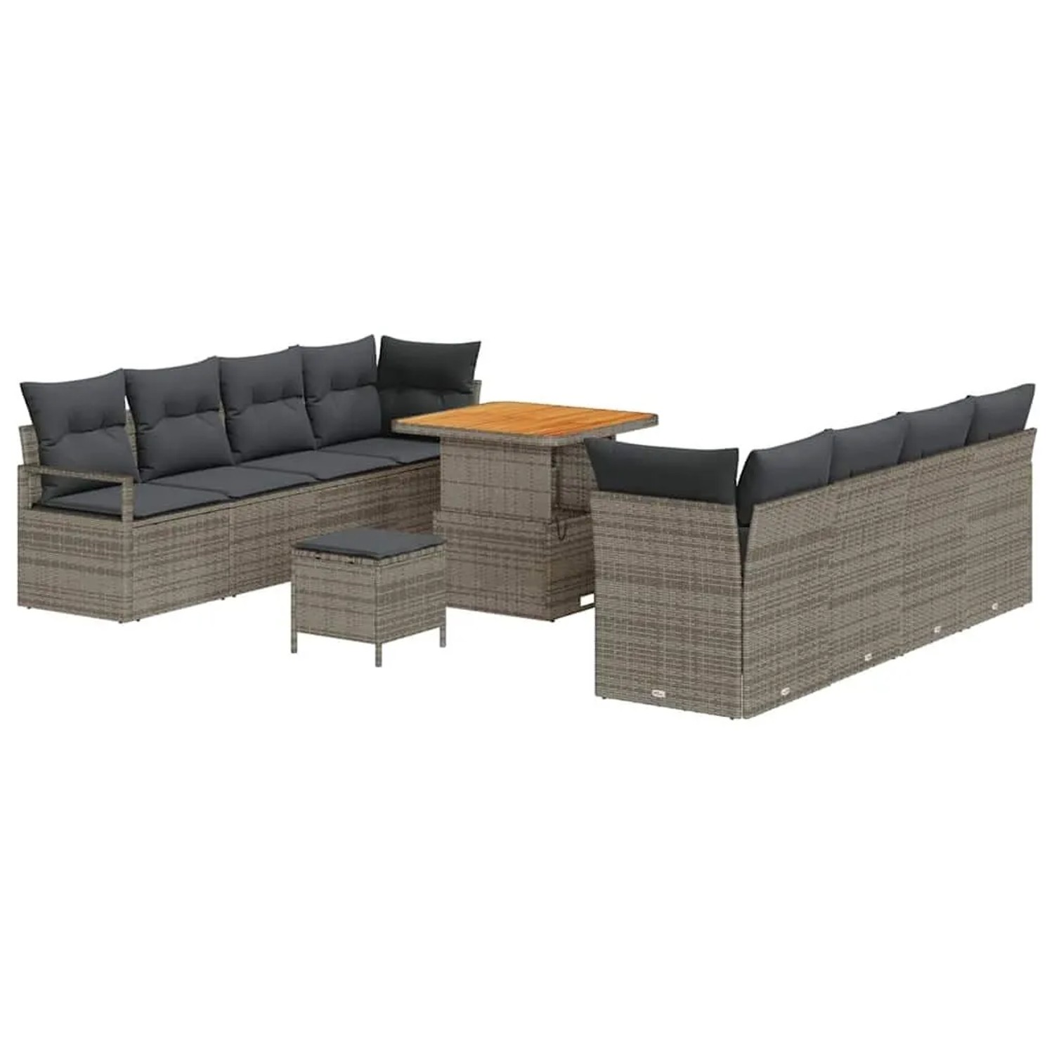vidaXL Garten-Sofa-Set mit Kissen mit Speicher Grau 80 x 80 x 71 cm 3364448