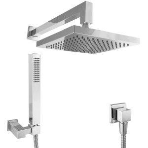 PaulGurkes Duschsystem ohne Armatur mit Kopf- und Handbrause, verchromt.