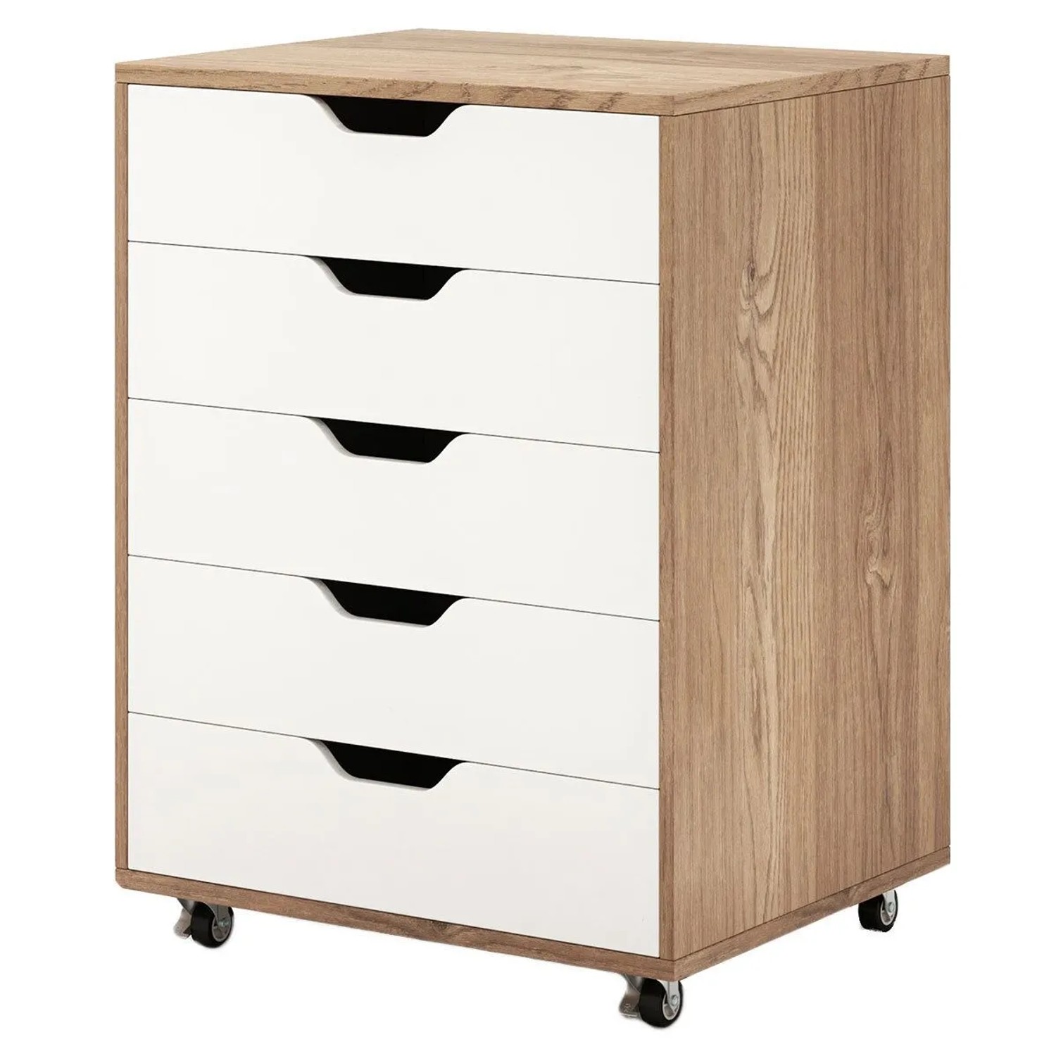 Costway Rollcontainer 5 Schubladen mit Rädern Natur günstig online kaufen