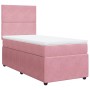 Rosa vidaXL Boxspringbett mit Matratze, Samt, 100x200 cm. Bett mit Kopfteil und Matratzenauflage.