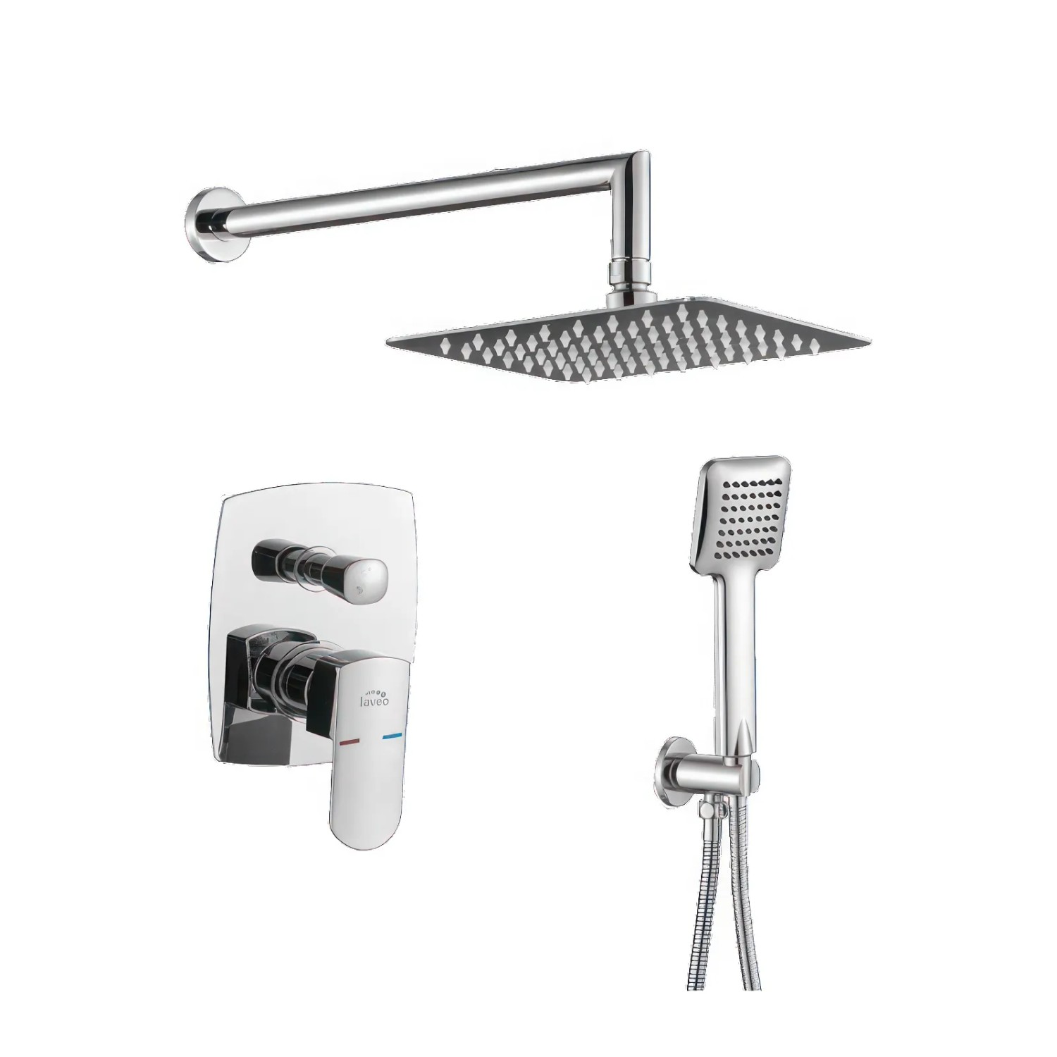 KOLMAN Komplettes Duschsystem Unterputz Armatur Wasserhahn mit Kopfbrause in Silber