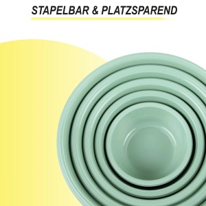 Bestgoodies Schüssel 15er Set Grün, stapelbar. Küchenhelfer für platzsparende Aufbewahrung.