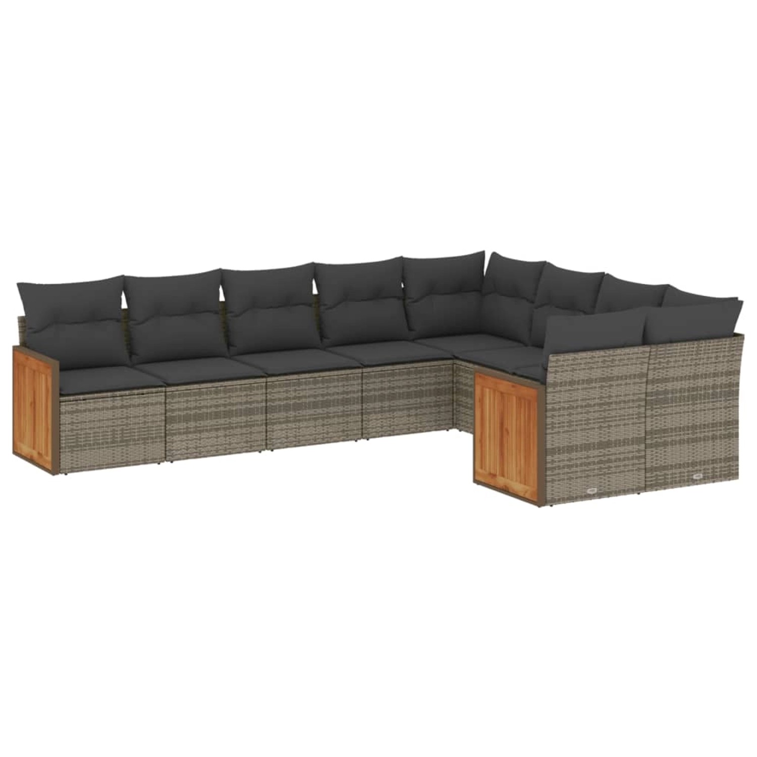 vidaXL 9-Tlg Garten-Sofagarnitur mit Kissen Grau Poly Rattan 3227985 günstig online kaufen