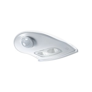 Weiße Osram LED-Außenleuchte mit Sensor, ideal als Nachtlicht für den Außenbereich.