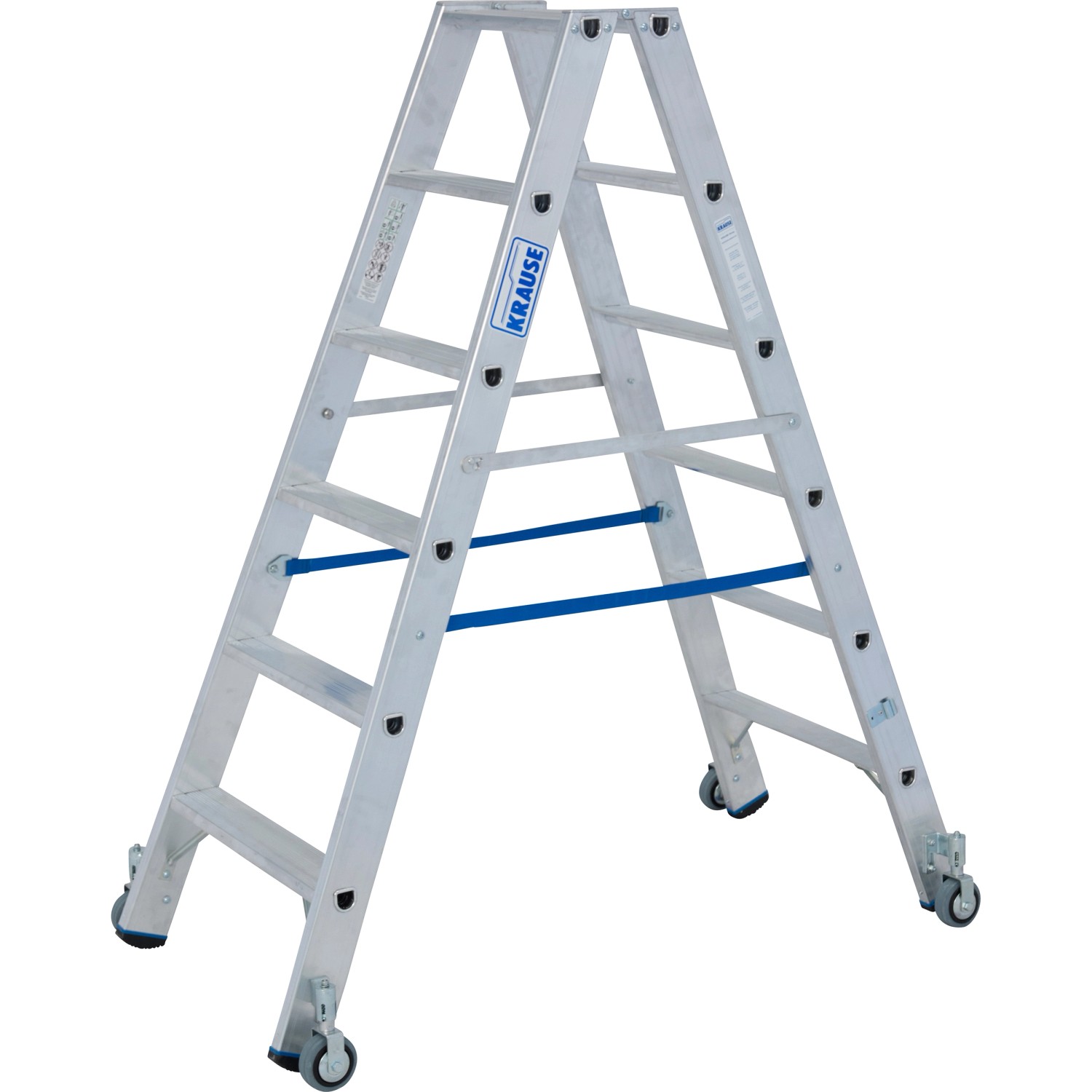 Thumbnail - Krause Doppelleiter Stabilo 2 x 6 Stufen Fahrbar 140 cm x 70 cm x 125 cm