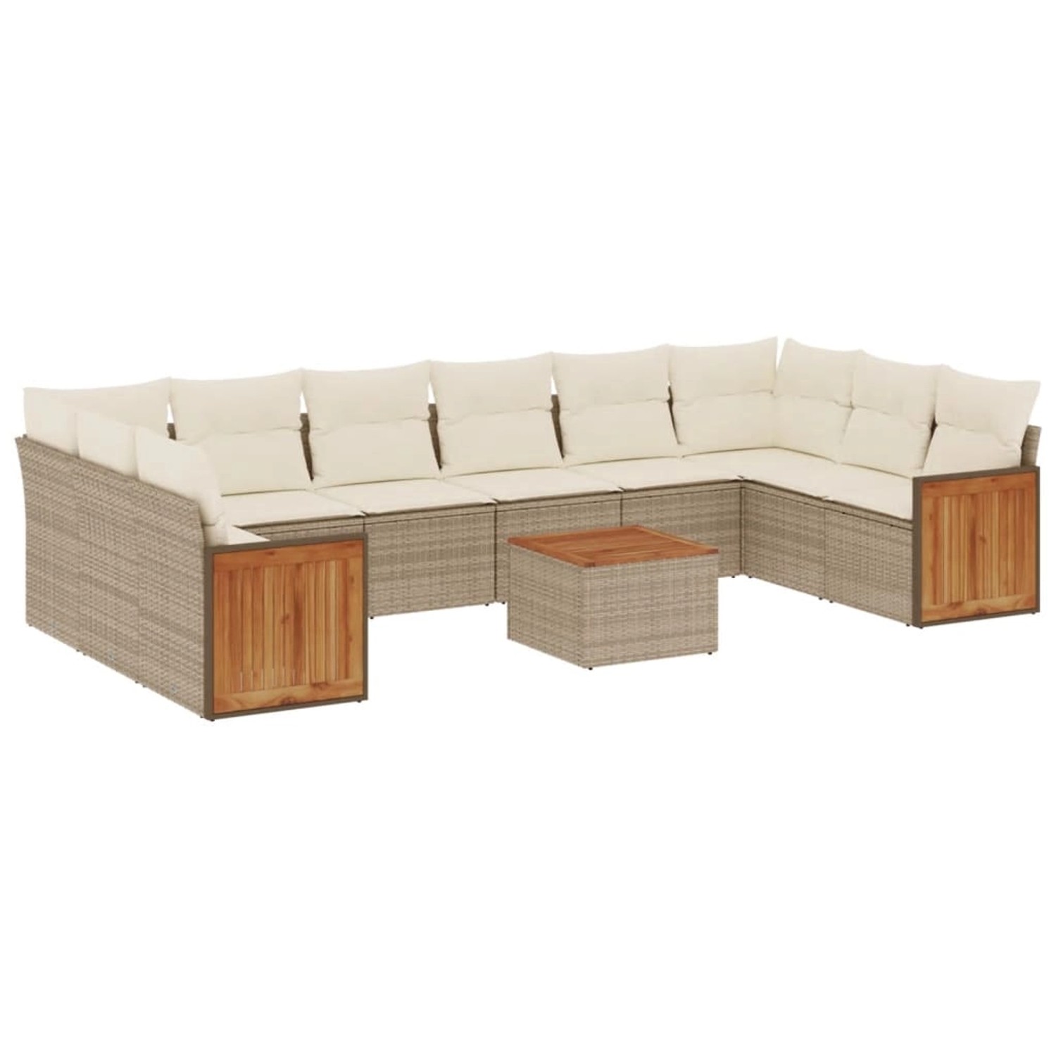 vidaXL 11-Tlg Garten-Sofagarnitur mit Kissen Beige Poly Rattan 3228011 günstig online kaufen