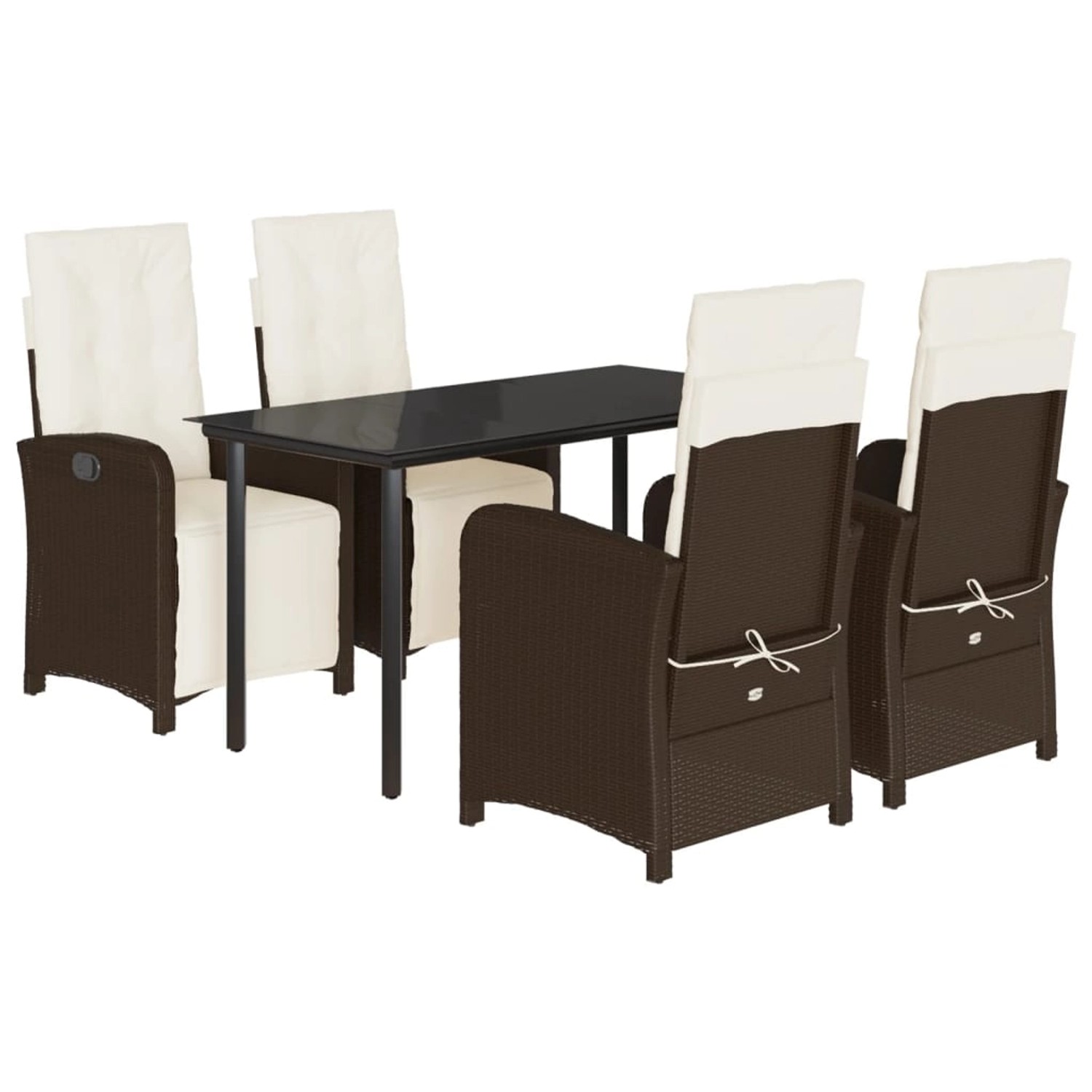 vidaXL 5-Tlg Garten-Essgruppe mit Kissen Braun Poly Rattan 3212551 günstig online kaufen