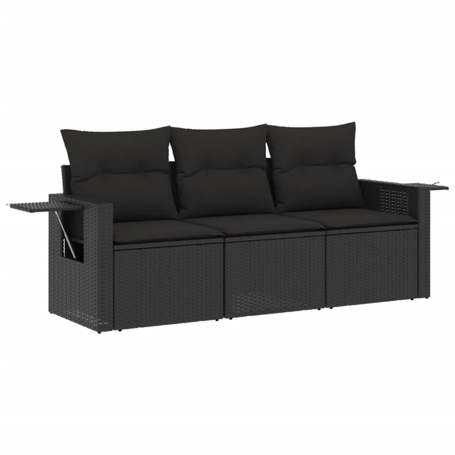 vidaXL 3-Tlg Garten-Sofagarnitur mit Kissen Schwarz Poly Rattan 3219854 günstig online kaufen